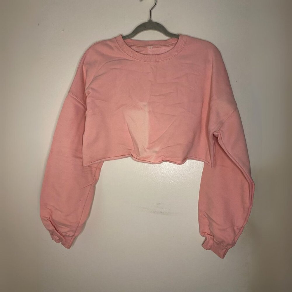 Pink Cropped Crewneck Sweatshirt Size L